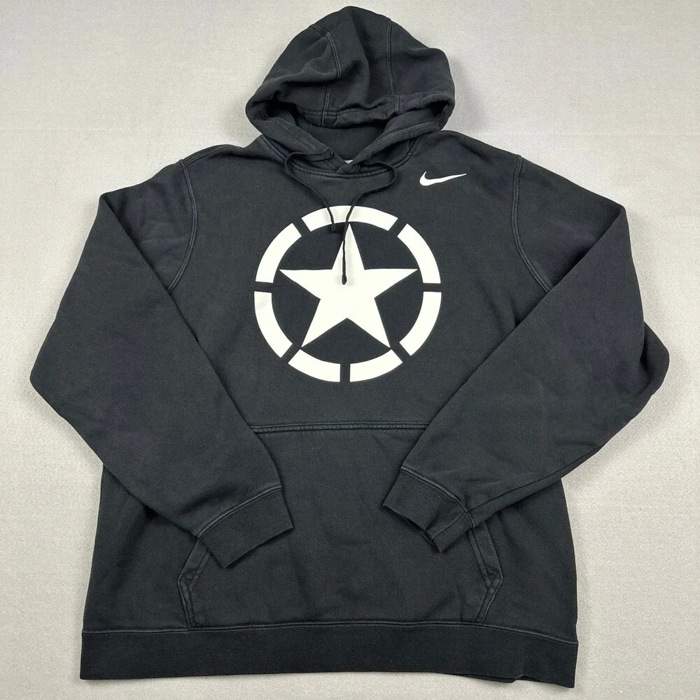 Army Black Knights Hoodie Men Large Black Nike Star Circle West Point Airborne L